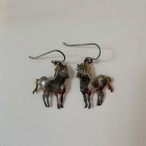 Sterling silver and copper horse earrings